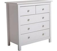 Commode BETTY BLANC 3 grands tiroirs et 2 petits en pin massif - VS Venta-Stock Blanc G