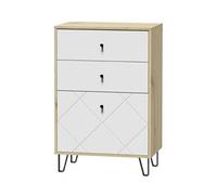 Commode BILBAO coloris chêne et blanc mat 63,4 x40 x 96 cm