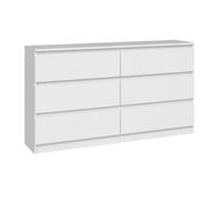 Home Collective Commode, Chambre Couloir, Armoire, Sideboard, highboard avec 6 tiroirs, Largeur 140 cm Hauteur 75 | Blanc Parfait pour Le Salon, la Chambre ou la Salle à Manger