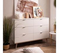 Commode Blanche 6 Tiroirs Buffet Bois Style Scandinave Salon Chambre Homestyle4u