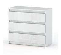 Commode blanche brillante 80 cm, meuble TV, salon, chambre à coucher