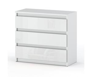 Commode blanche brillante 80 cm, meuble TV, salon, chambre à coucher