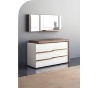 Commode blanche de luxe avec miroir Design moderne en noyer naturel Nouveau