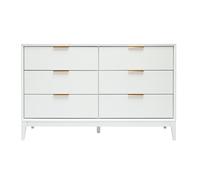 Commode blanche mat et métal doré 6 tiroirs L120 cm GIANA