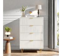 Commode blanche moderne, 4 ou 6 tiroirs, armoire en bois avec design anti-basculement, avec poignées et pieds en métal de haute qualité, armoire pour salon, chambre Caractéristiques :1. Son design bla