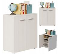 Commode blanche pour bureau, salon, bibliothèque, armoire, 2 portes et 3 étagères, style loft, 68 cm