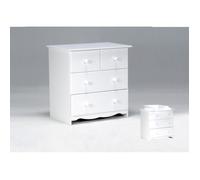 Commode blanchie - TEDDY - Commode 2+2 tiroirs - Bois massif - Blanc - Meuble de chambre