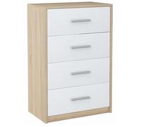 Commode BODO - 4 Tiroirs - 60cm x 75cm x 35cm - Blanc-Sonoma