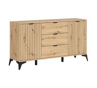 Commode Buffet à 2 portes et 3 tiroirs,coloris Chêne artisan - Longueur 150 x Profondeur 41 x Hauteur 83 cm - -