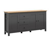 commode Buffet à 3 portes et 3 tiroirs, coloris Gris graphite/Chêne artisan - Longueur 199 x Profondeur 44 x Hauteur 96 cm - -