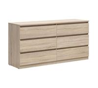Commode buffet à 6 tiroirs meuble de rangement , coloris chêne Sonoma - Longueur 150 x Profondeur 45 x Hauteur 75,5 cm