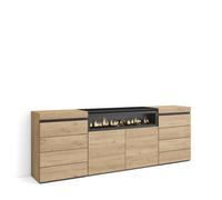 Commode, Buffet, Armoire, 214x35x75 cm, Chambre à coucher, pièce, Cheminée électrique, Chêne, RF3437