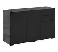 HOMCOM Buffet Meuble de Rangement 2 tiroirs coulissants 3 Portes étagère réglable Panneaux de Particules 117 x 36 x 74 cm Noir