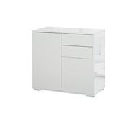 Buffet de rangement - HOMCOM - meuble commode armoire 2 tiroirs 2 placards étagères réglables - bois - 79x36x74cm - blanc