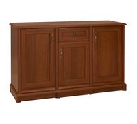 Commode buffet meuble de rangement à 3 portes et 1 tiroir couleur châtaigne - Longueur 153 5 x Profondeur 45 x Hauteur 90 5 cm