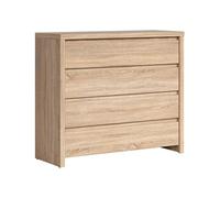 Commode Buffet Meuble de rangement à 4 tiroirs, coloris chêne Sonoma - Longueur 105 x Profondeur 40,5 x Hauteur 92 cm - -