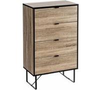 Commode buffet meuble de rangement coloris naturel/noir - Longueur 60 x Profondeur 35 x Hauteur 100 cm Noir G