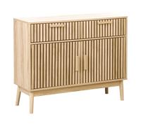 Beliani Commode Buffet Scandinave avec Tiroirs Compartiment de Rangement avec Portes Bois Clair Lynwood