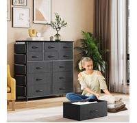 Commode Chambre - 12 Tiroirs en Tissu - Meuble de Rangement - 30 x 90 x 110CM - Fonce gris