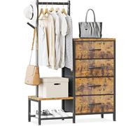 Commode Chambre Adulte 3 en 1,avec Portant a Vetement et Deux Crochets,Double Etagere Chaussure,Contient 4 Couleur Rétro