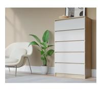Commode chambre - CHÊNE SONOMA-BLANC - 5 tiroirs - Style scandinave-moderne