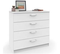 Commode Chambre, Chiffonnier Meuble de Rangement avec 4 Tiroirs, 78x74x40 cm Briebe Prakt Blanc 05107