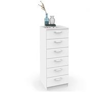 Commode Chambre, Chiffonnier Meuble de Rangement avec 6 Tiroirs, 110x40x40 cm Briebe Prakt Blanc 05077