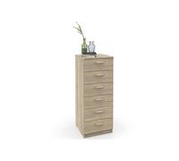 Commode Chambre, Chiffonnier Meuble de Rangement avec 6 Tiroirs, 110x40x40 cm Prakt Bois