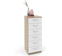 Commode Chambre, Chiffonnier Meuble de Rangement avec 6 Tiroirs, 110x40x40 cm Prakt Briebe