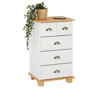Commode chambre COLMAR L 49 cm en bois massif brun avec 4 tiroirs, meuble de rangement adulte lasuré