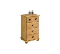 Commode COLMAR chiffonnier apothicaire rangement avec 4 tiroirs en pin massif finition teintée/cirée