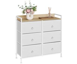 Commode Chambre WOLTU - Cadre robuste - 6 Tiroirs en Tissu - Style Industriel - Blanc W0ITT5033