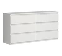 Commode CHELSEA 6 Tiroirs - Couleur blanc mat - L 154 x P 42,2 x H 79,9 cm