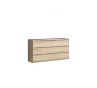 Commode CHELSEA 6 Tiroirs Couleur chene L 154 P 42 2 H 79 9 cm Marron