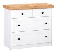 Homestyle4u Commode Sideboard Chêne blanc en bois massif 4 tiroirs – 92,3×82×41,8 cm