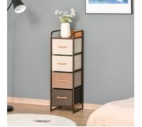 Commode chiffonnier 5 tiroirs meuble de rangement tiroir en tissu pliant - structure acier noir - 45 x 30 x 116 cm