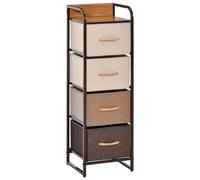 Commode chiffonnier 5 tiroirs meuble de rangement tiroir en tissu pliant - structure acier noir - 45 x 30 x 116 cm