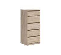 Commode Chiffonnier à 5 tiroirs meuble de rangement , coloris chêne Sonoma - Longueur 50 x Profondeur 45 x Hauteur 115 cm - -