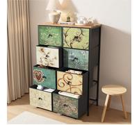 Commode - Chiffonnier avec 8 Tiroirs en Tissu - Buffet avec structure en acier robuste pour petits espaces-67.5x30x100 cm