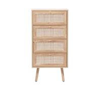 Commode chiffonnier décor bois et cannage 4 tiroirs BOHÈME