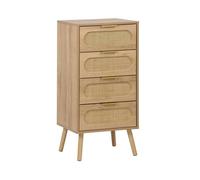 Commode chiffonnier décor bois et cannage 4 tiroirs EVA