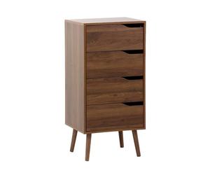 Commode chiffonnier décor bois noyer 4 tiroirs - 48 x 39.6 x 96 cm - Nepal
