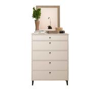 Commode Chiffonnier Meuble de rangement avec 5 tiroirs coloris Blanc