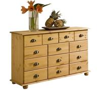 Commode COLMAR chiffonnier apothicaire rangement avec 11 tiroirs en pin massif finition teintée/cirée