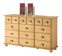 Commode COLMAR chiffonnier apothicaire rangement avec 12 tiroirs en pin massif finition teintée/cirée