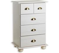 Commode COLMAR chiffonnier apothicaire rangement avec 4 tiroirs en pin massif lasuré blanc