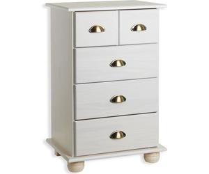 Commode COLMAR chiffonnier apothicaire rangement avec 4 tiroirs en pin massif lasuré blanc