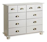 Commode COLMAR chiffonnier apothicaire rangement avec 8 tiroirs en pin massif lasuré blanc