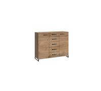 Commode combinee Imitation chene poutre rechampis raw steel - L139 x H102 x P41 cm --