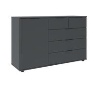 Commode combinée, meuble de rangement coloris graphite, noir - Longueur 130 x Hauteur 83 x Profondeur 41 cm - -